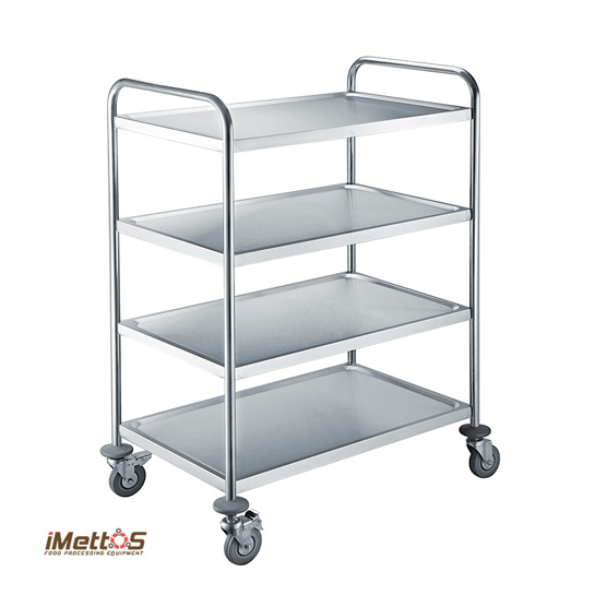 4 OR 5 tiers layers stainless steel dinning cart with rubber pad