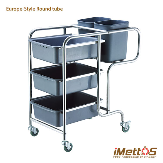 Dish Collecting Cart Round and Square style Stainless steel Structure