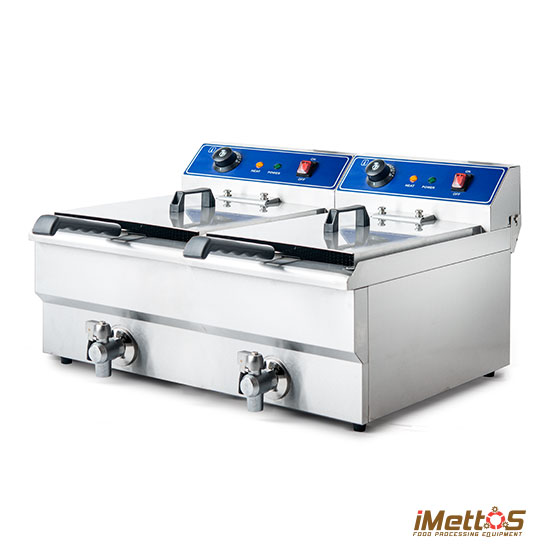 Imettos Double Tank Commercial Electric Fryer With Drain Valve